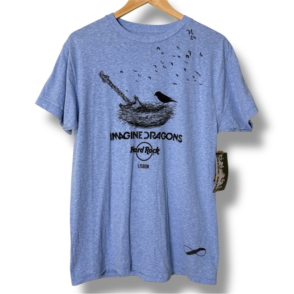 Imagine Dragons Hard Rock Cafe Lisbon Graphic Tee, Heather Blue, Size M (NWT)